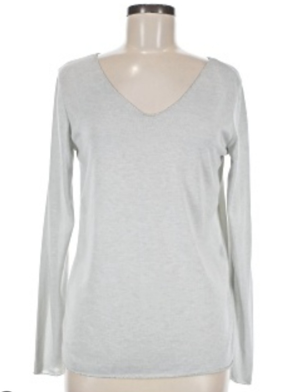 Free for Humanity Seafoam Green V-Neck Long Sleeve Top Metallic Trim Mint Green
